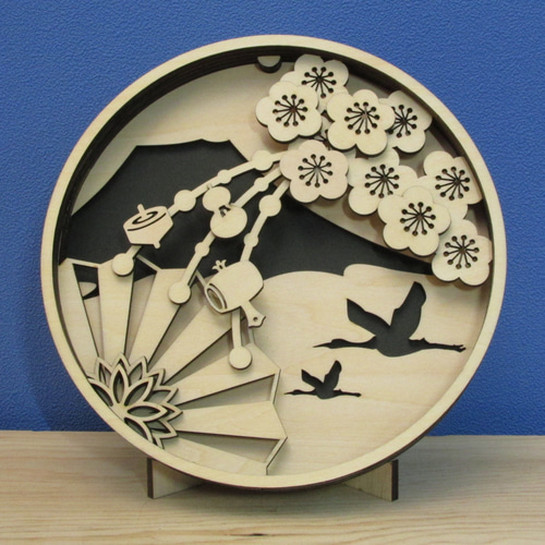 送料無料！ ☆ お正月飾り ☆ 富士山 梅 扇 ☆ 新年飾り ☆ 置物 ☆ 壁