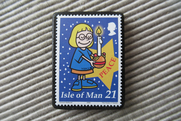 マン島　クリスマス切手ブローチ9161 1枚目の画像