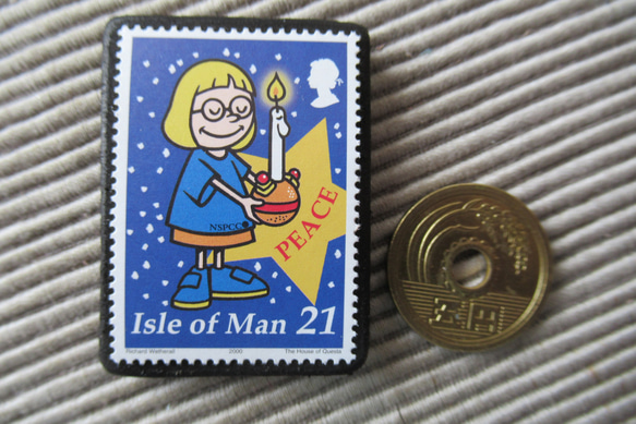 マン島　クリスマス切手ブローチ9161 3枚目の画像