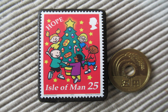 マン島　クリスマス切手ブローチ9162 3枚目の画像