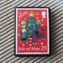 マン島　クリスマス切手ブローチ9162 1枚目の画像