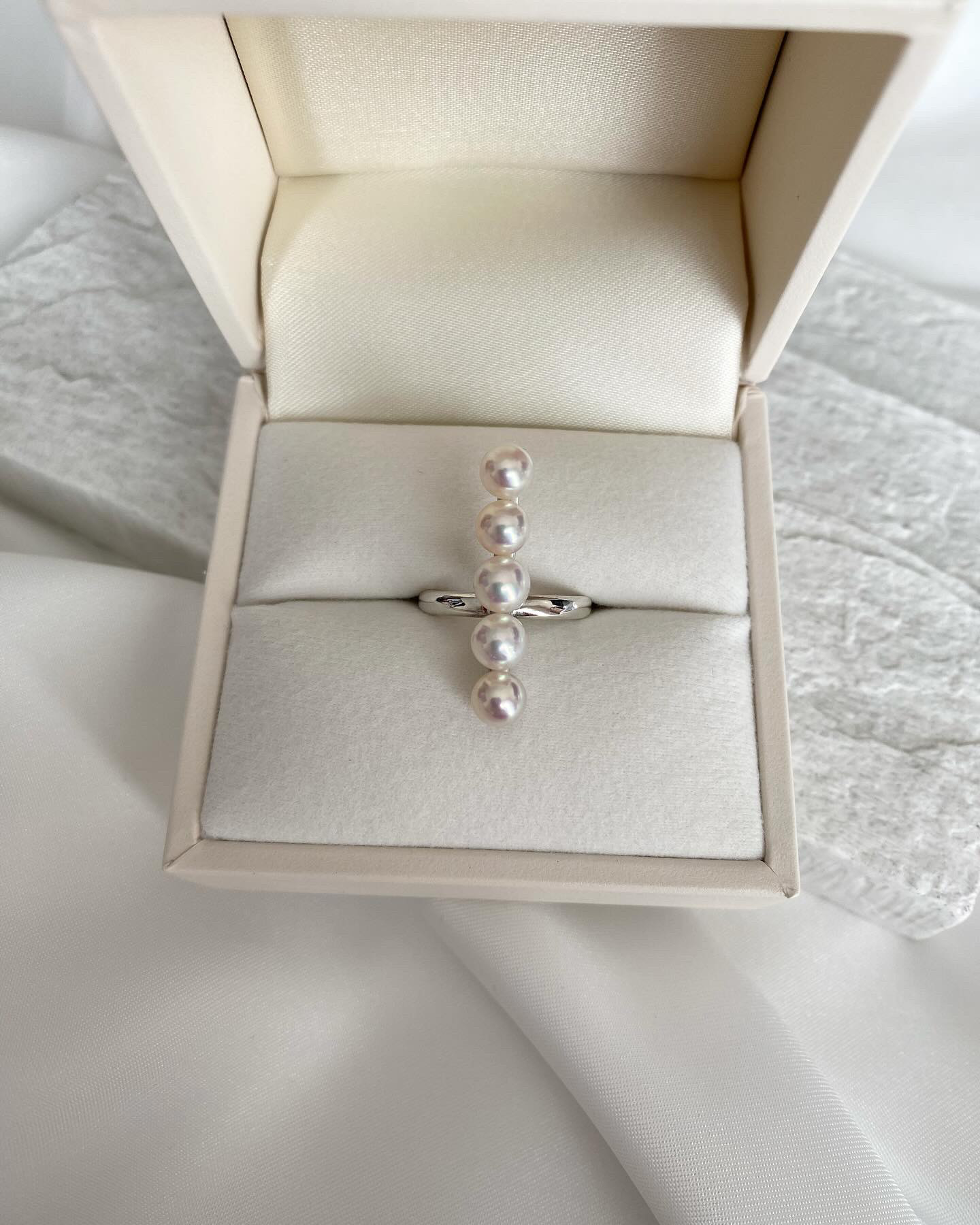 akoya  pearl  line ring  SV925