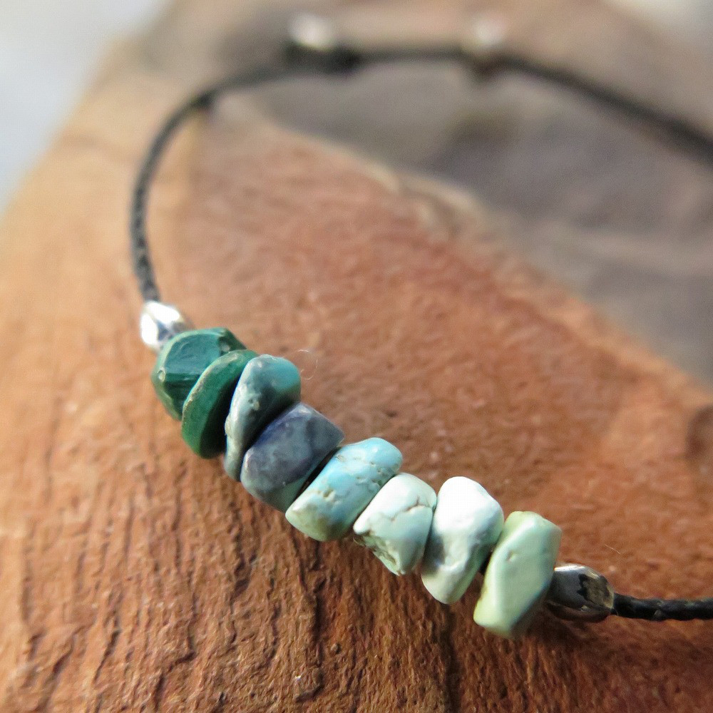 アンティーク　古代ターコイズ　＋　チンシルバー　ブレスレット　千世 chitose