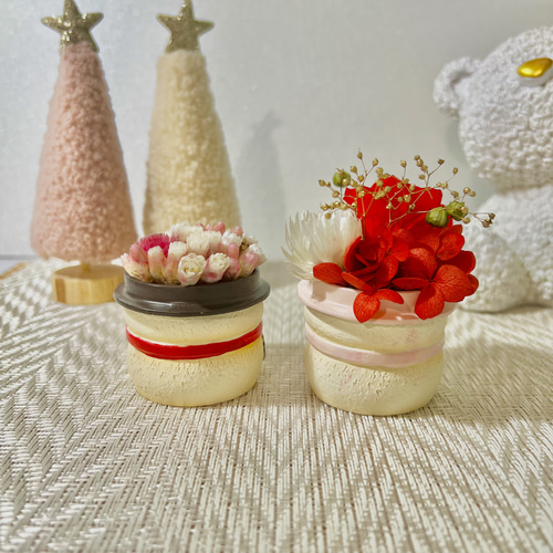 冬のインテリア！雪だるまポットプリザーブドフラワーアレジメント