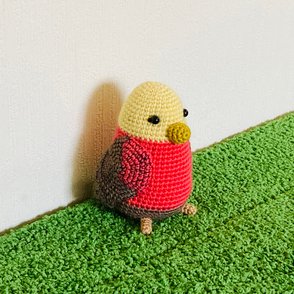 苔田かえる作‼️鳥のあみぐるみ(ピンクと黄色) 2枚目の画像