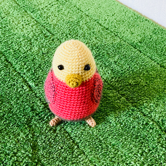 苔田かえる作‼️鳥のあみぐるみ(ピンクと黄色) 7枚目の画像