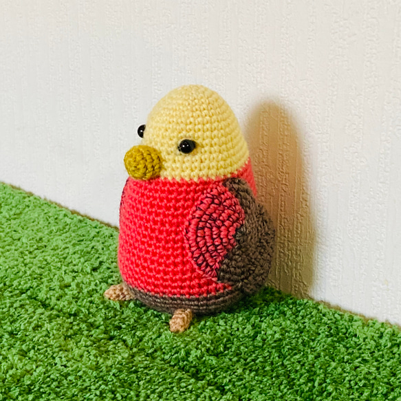 苔田かえる作‼️鳥のあみぐるみ(ピンクと黄色) 3枚目の画像