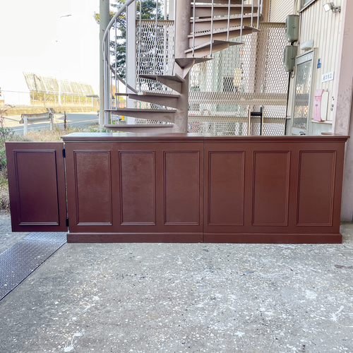 コーヒーショップ向け対受け渡しカウンター（W3400ブラウン） スイング