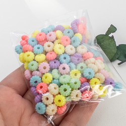 ＊30g＊ 量り売り プラスチックビーズ 8.5x4.5mm カボチャ ドーナツ MIXカラー bz176 6枚目の画像