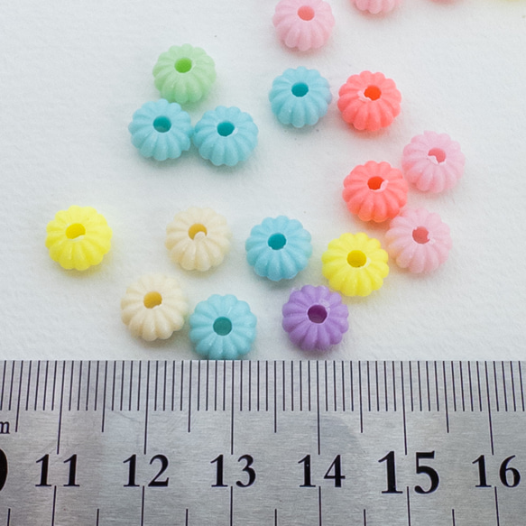 ＊30g＊ 量り売り プラスチックビーズ 8.5x4.5mm カボチャ ドーナツ MIXカラー bz176 5枚目の画像