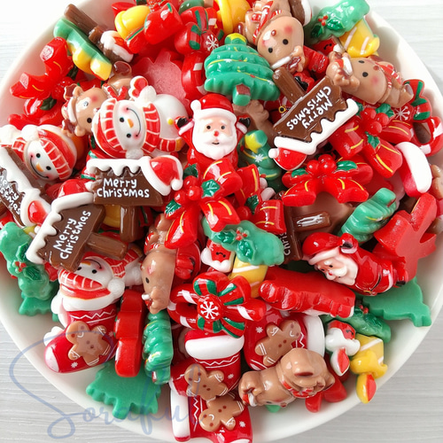 10種セット】クラッシック クリスマス パーツ【デコパーツ】D-0516