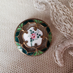 フランス1900年前後 エマイユボタン 深緑ローズ 27mm ボタン Mon