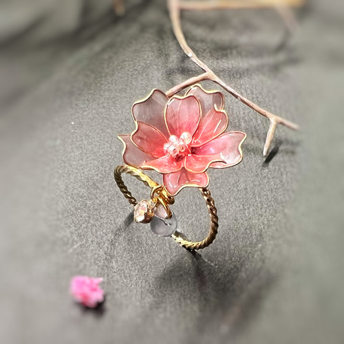 八重桜 リング 指輪 ディップアート アメリカンフラワー 春 結婚