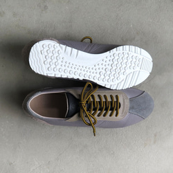 【時尚灰】經典設計，高品質真皮！ EMA運動鞋/煙紫x灰色 第7張的照片