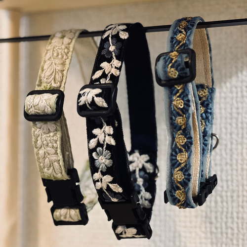 インド刺繍 首輪 犬 猫 インド刺繍リボン リード・首輪 mafu