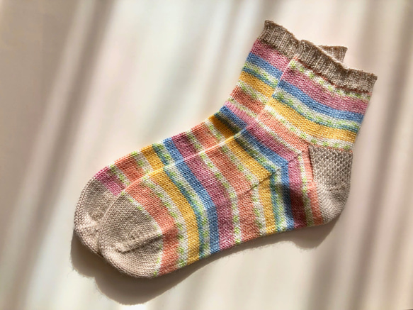 【受注製作】手編みの靴下 amishita  秋冬用 レディース 2枚目の画像