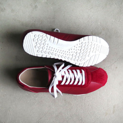 【時尚一分！ ] 經典設計與高品質真皮！ EMA 運動鞋/Haraco x 紅色 第10張的照片