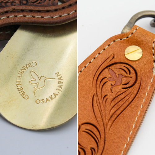 本革＆真鍮 靴べら”GROOVY CRAFT” クラフト カービング 手彫り