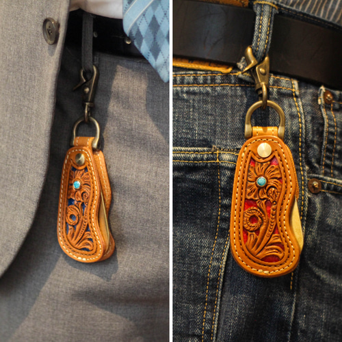 本革＆真鍮 靴べら”GROOVY CRAFT” クラフト カービング 手彫り