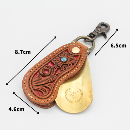 本革＆真鍮 靴べら”GROOVY CRAFT” クラフト カービング 手彫り