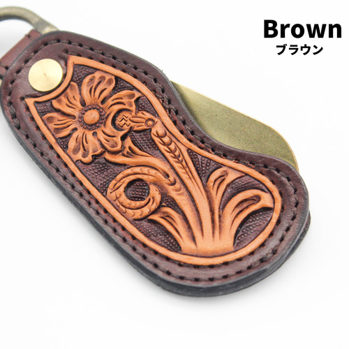 本革＆真鍮 靴べら”GROOVY CRAFT” クラフト カービング 手彫り