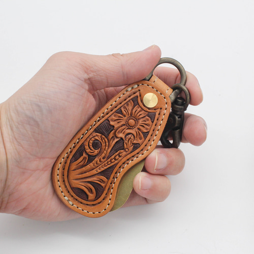 本革＆真鍮 靴べら”GROOVY CRAFT” クラフト カービング 手彫り