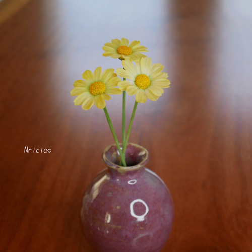 再販»枯れない マーガレット 黄色✿クレイフラワーNO.M5ー3Y