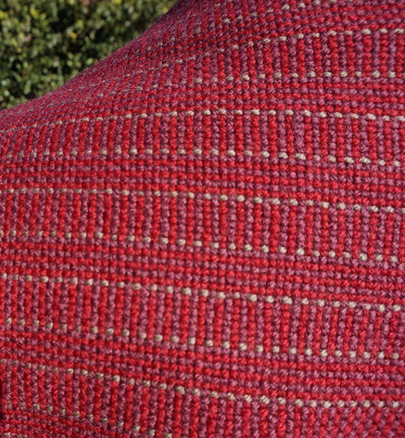 柔らか手織りマフラー エクストラファインメリノ ココア・濃レッド 10枚目の画像