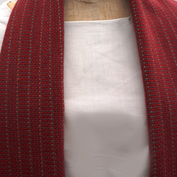 柔らか手織りマフラー エクストラファインメリノ ココア・濃レッド 9枚目の画像