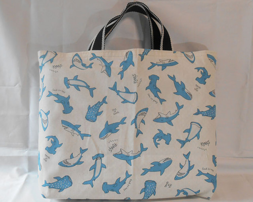 ハンドメイド★入園入学6点セット　サメサメシャーク　ミニハンカチプレゼント c79483605268df33debdcc168bf987
