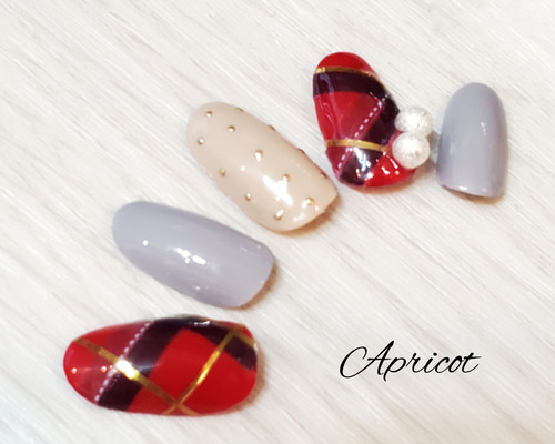 ジェルネイルチップ】A-157☆サイズ変更OK☆チェックハンドネイル