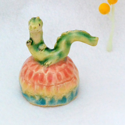 干支 置物 絵付 龍 辰 花入れ