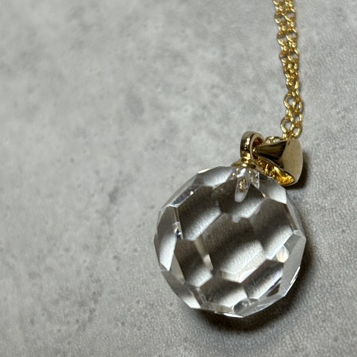 願いを叶える☆天然水晶AAA☆バッキーボールカット☆ネックレス☆14KGP