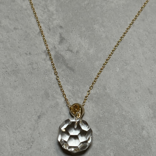 願いを叶える☆天然水晶AAA☆バッキーボールカット☆ネックレス☆14KGP