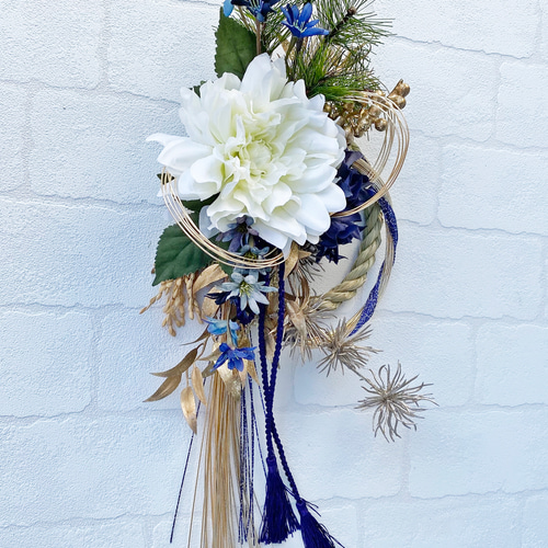 〔57〕布リース 2024 お正月飾り (ブルー・カーキ 辰年) 57〕布リース 2024 お正月飾り (ブルー・カーキ 辰年)