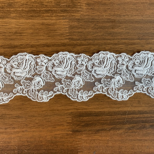 1m チュールレース 両耳スカラップ 花柄 日本製 lace-No,008-1 レース