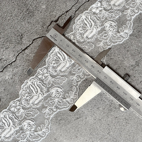 1m チュールレース 両耳スカラップ 花柄 日本製 lace-No,008-1 レース