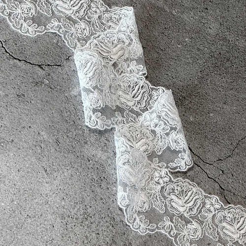 1m チュールレース 両耳スカラップ 花柄 日本製 lace-No,008-1 レース