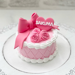 リボンとバラのキルトクレイケーキ✳︎色変更可＊推しケーキ＊フェイク