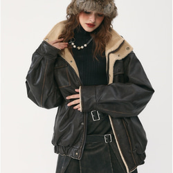メンズ・レディース兼用・冬のPU毛皮の綿入れ、襟を立てて子羊の毛皮のコートの綿入れを厚くする  2カラー 20-1204 3枚目の画像