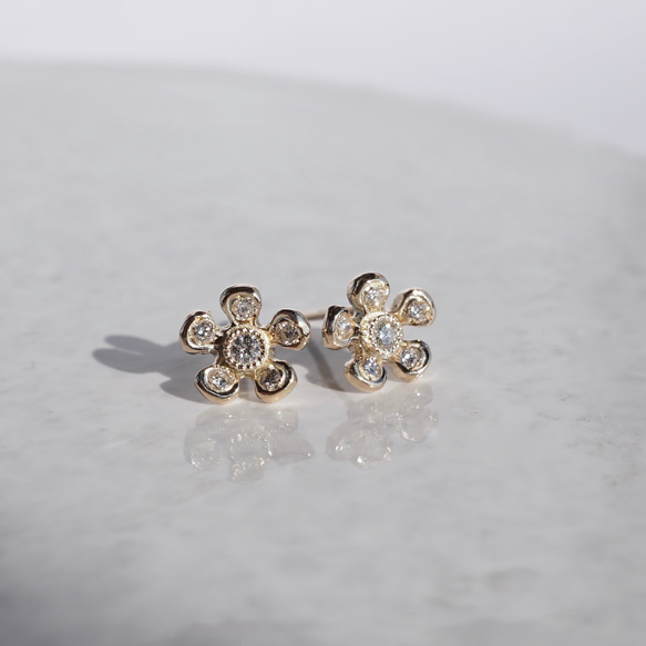 Tiny flower earrings [EP030K10(BlueDia)] 3枚目の画像