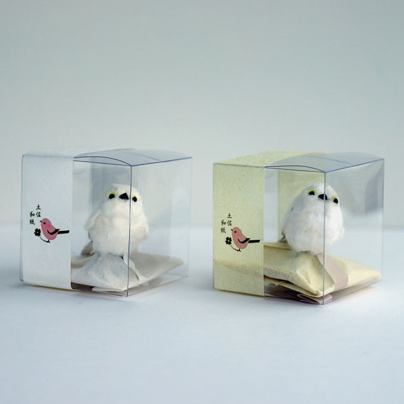 土佐和紙×ひよこ窯　「シマエナガ」　～小さな小鳥シリーズ～ 6枚目の画像
