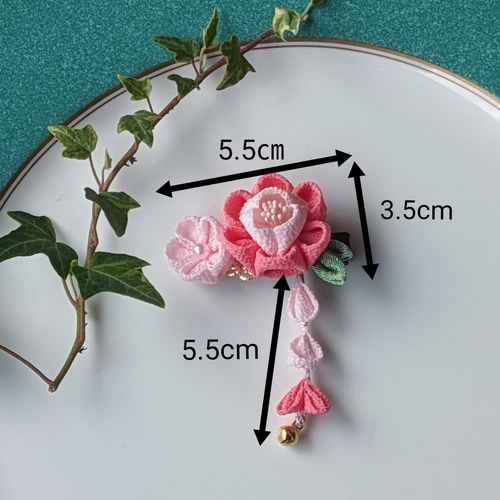 つまみ細工のおめかしベビークリップ 薔薇