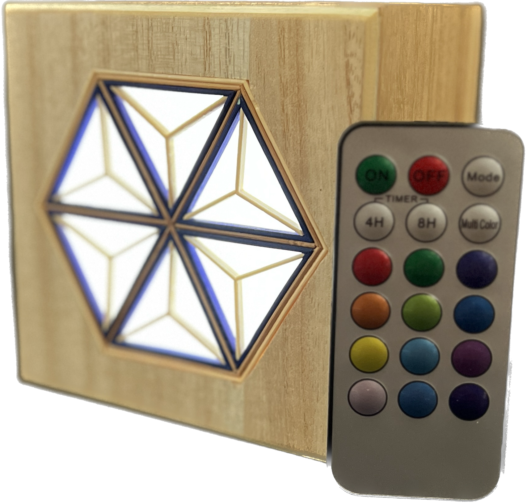 Cubic Lamp With Kumiko - Blue Bamboo