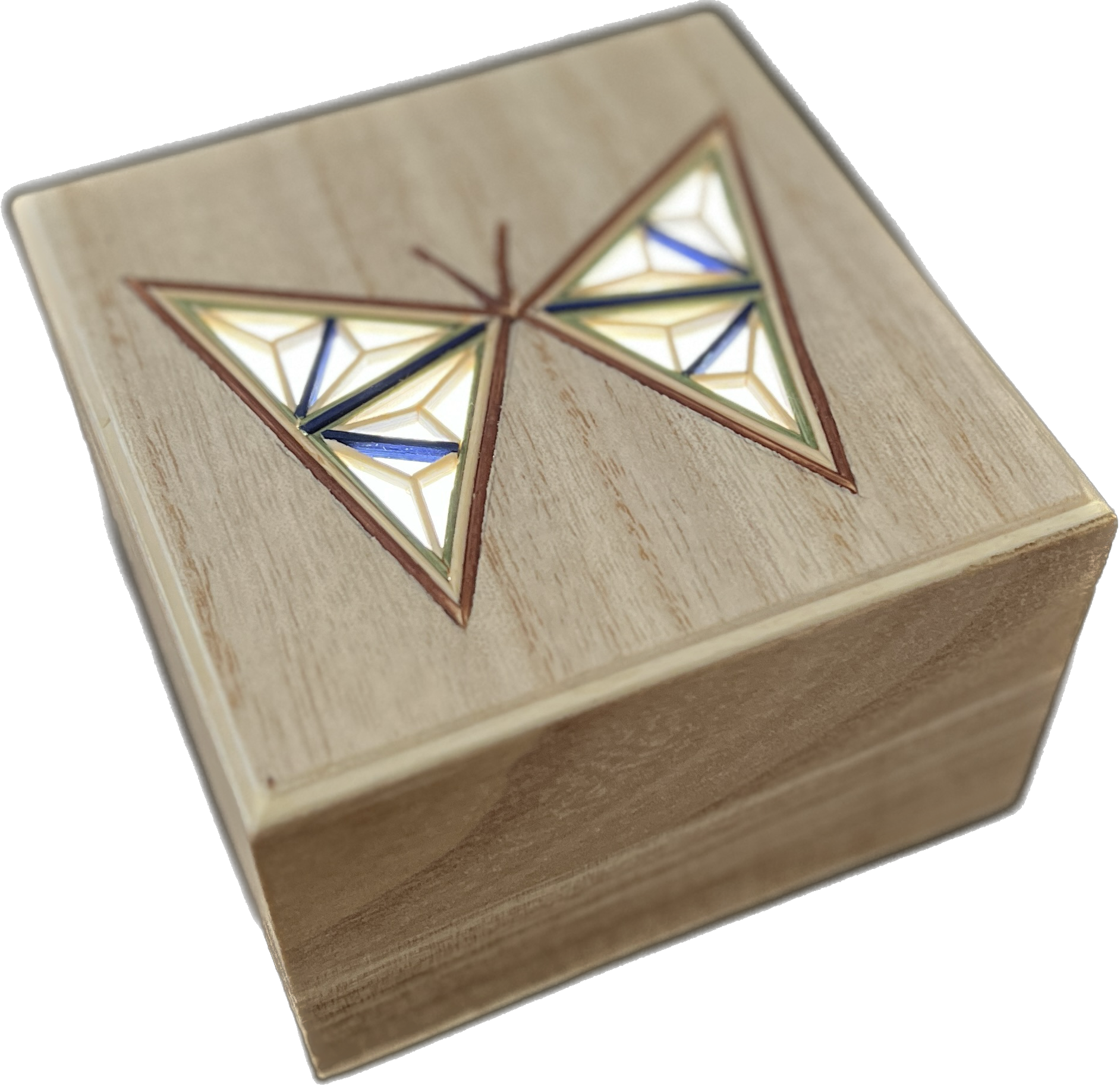 Cubic Lamp With Kumiko - Blue Bamboo Butterfly