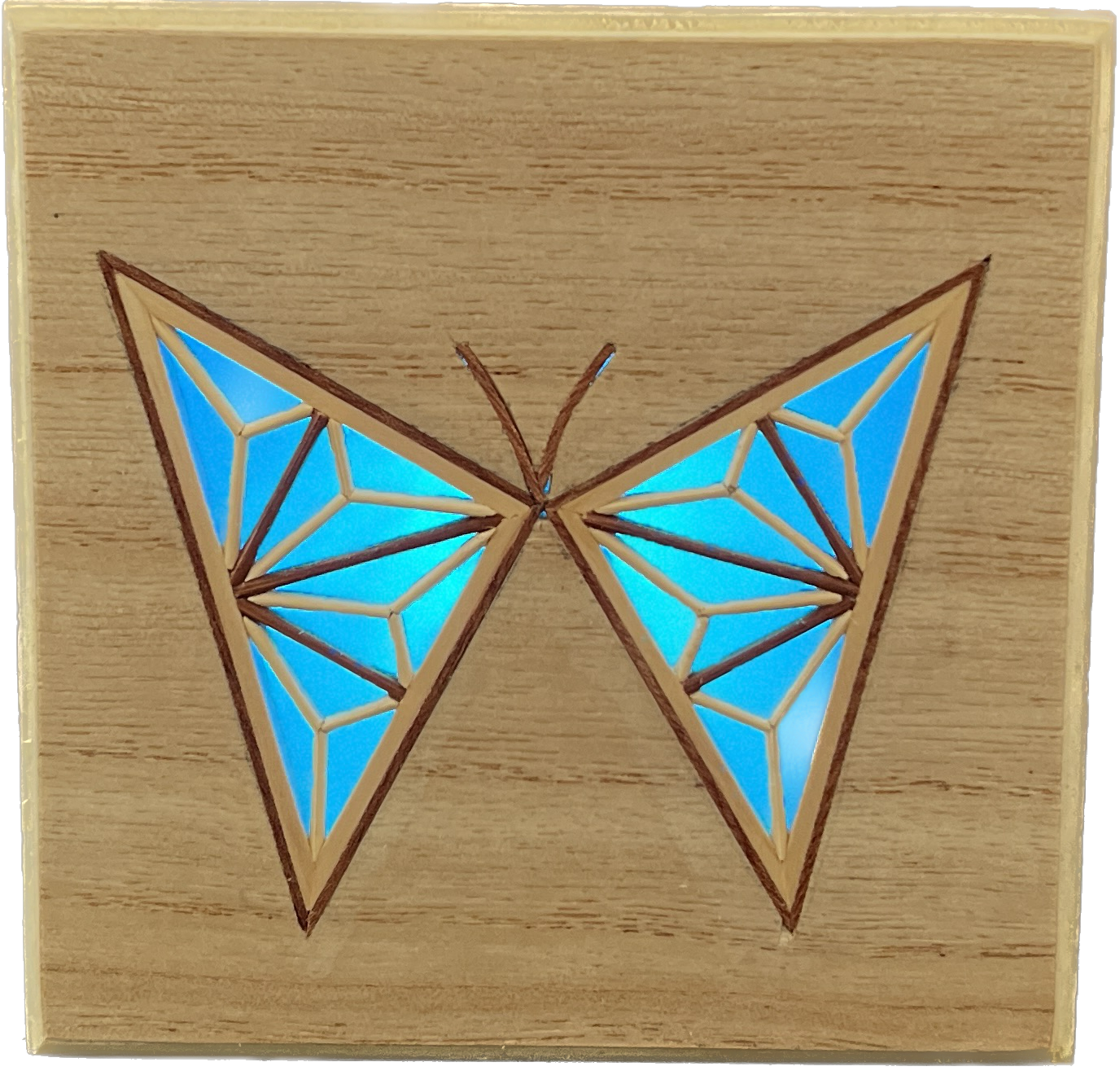 Cubic Lamp With Kumiko - Brown Bamboo Butterfly