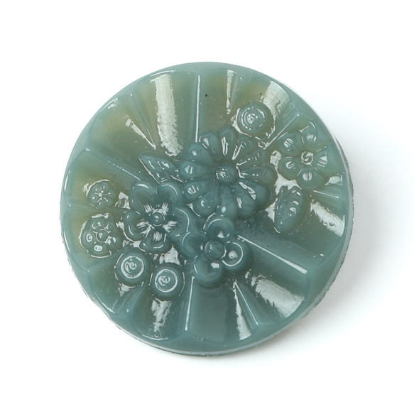 アンティークのガラスボタン ネズミ色 花々 2.3cm 1枚目の画像