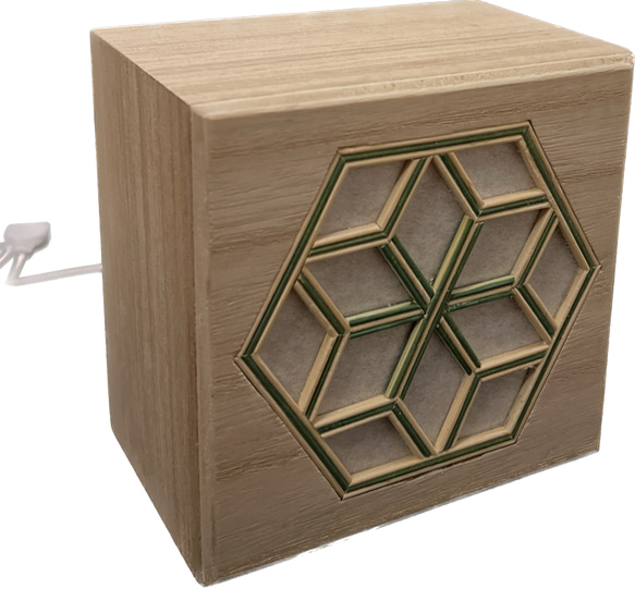 Cubic Lamp With Kumiko - Green Bamboo 3枚目の画像