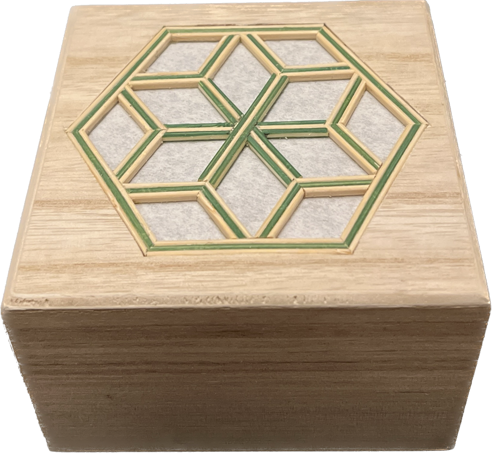 Cubic Lamp With Kumiko - Green Bamboo