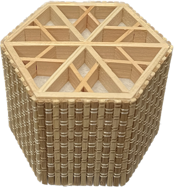 Hexagonal Bamboo Lamp With Kumiko - Small 1枚目の画像